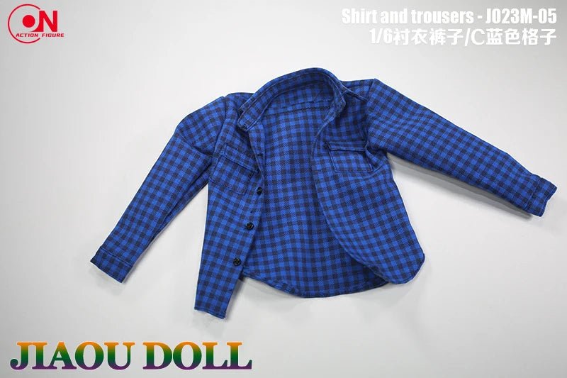 1/6 Scale Casual Outfit – Plaid Shirt &amp; Cargo Pants for 12" Action Figures - Body Kun Dolls