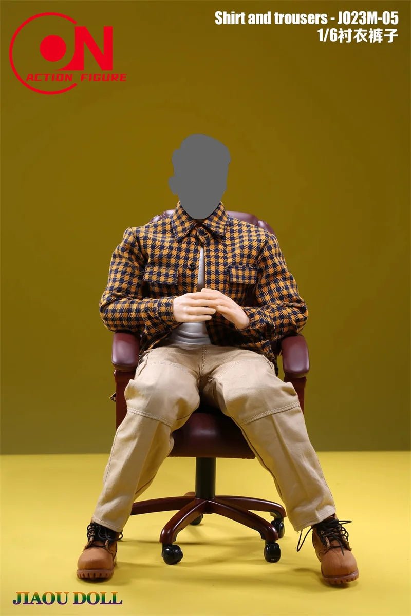 1/6 Scale Casual Outfit – Plaid Shirt &amp; Cargo Pants for 12" Action Figures - Body Kun Dolls