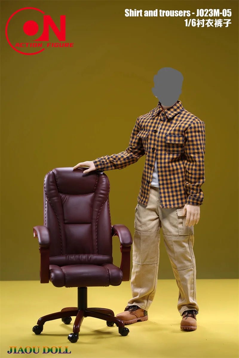 1/6 Scale Casual Outfit – Plaid Shirt &amp; Cargo Pants for 12" Action Figures - Body Kun Dolls