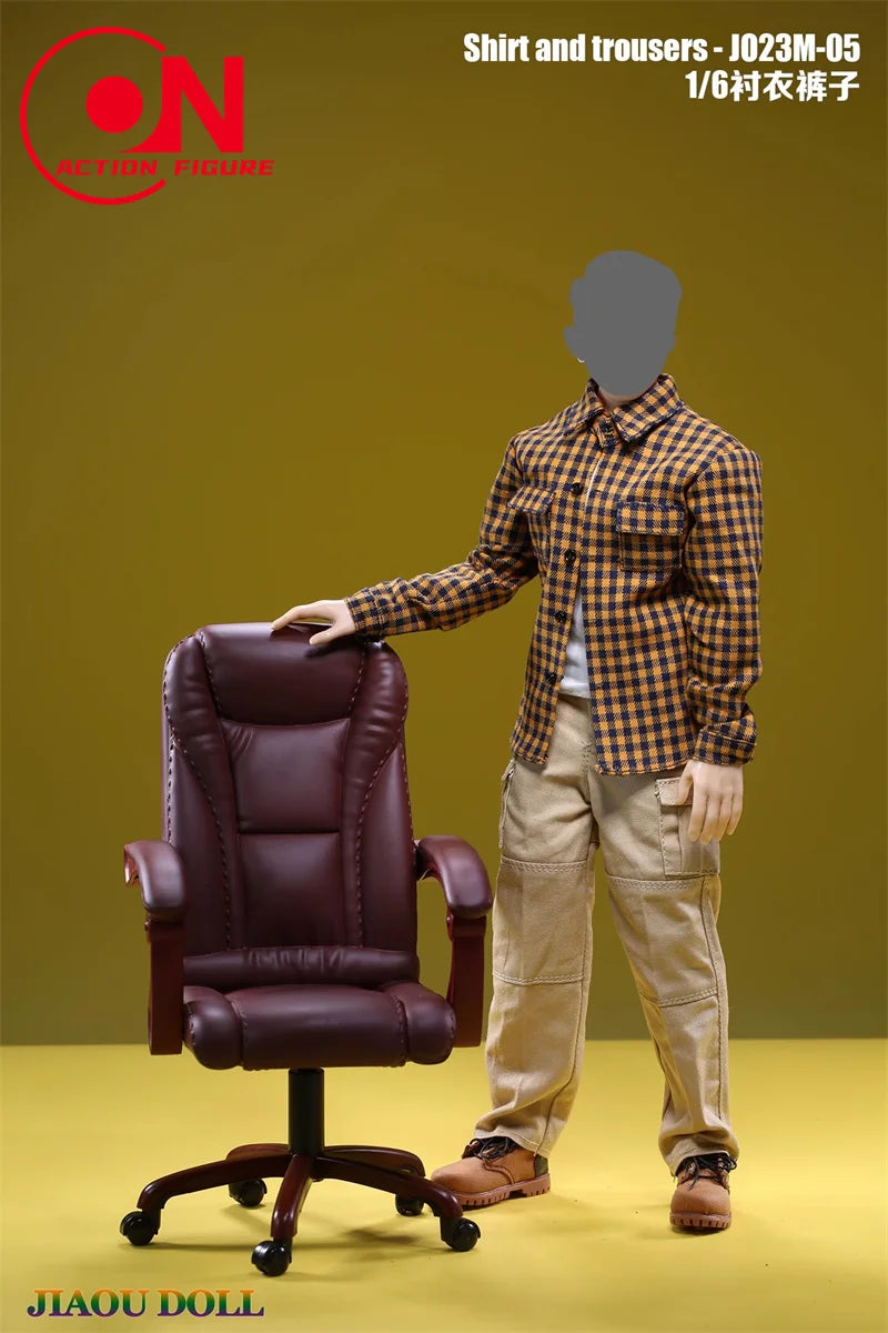 1/6 scale action figure plaid shirt and cargo pants outfit