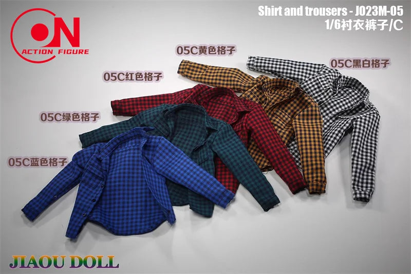 1/6 scale action figure plaid shirt and cargo pants outfit
