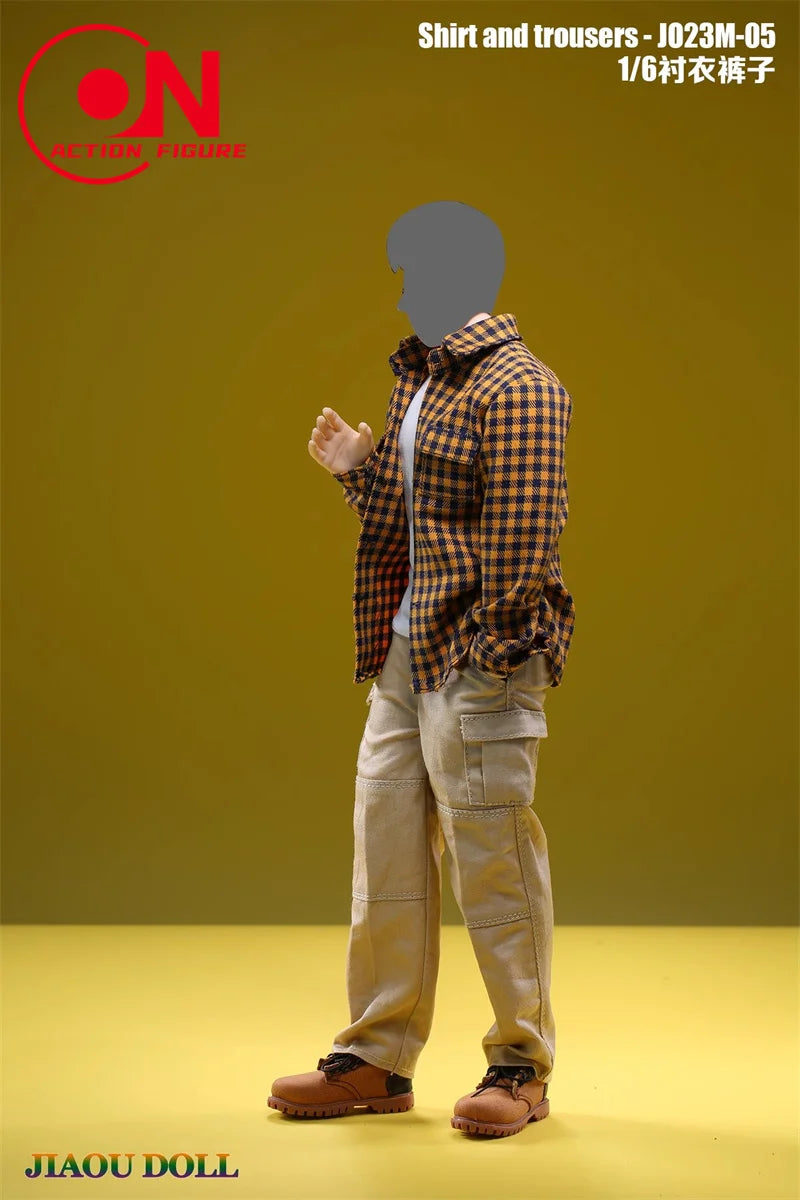 1/6 scale action figure plaid shirt and cargo pants outfit