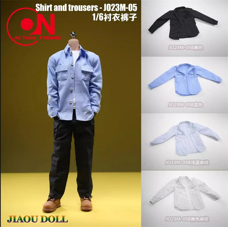 1/6 scale action figure plaid shirt and cargo pants outfit