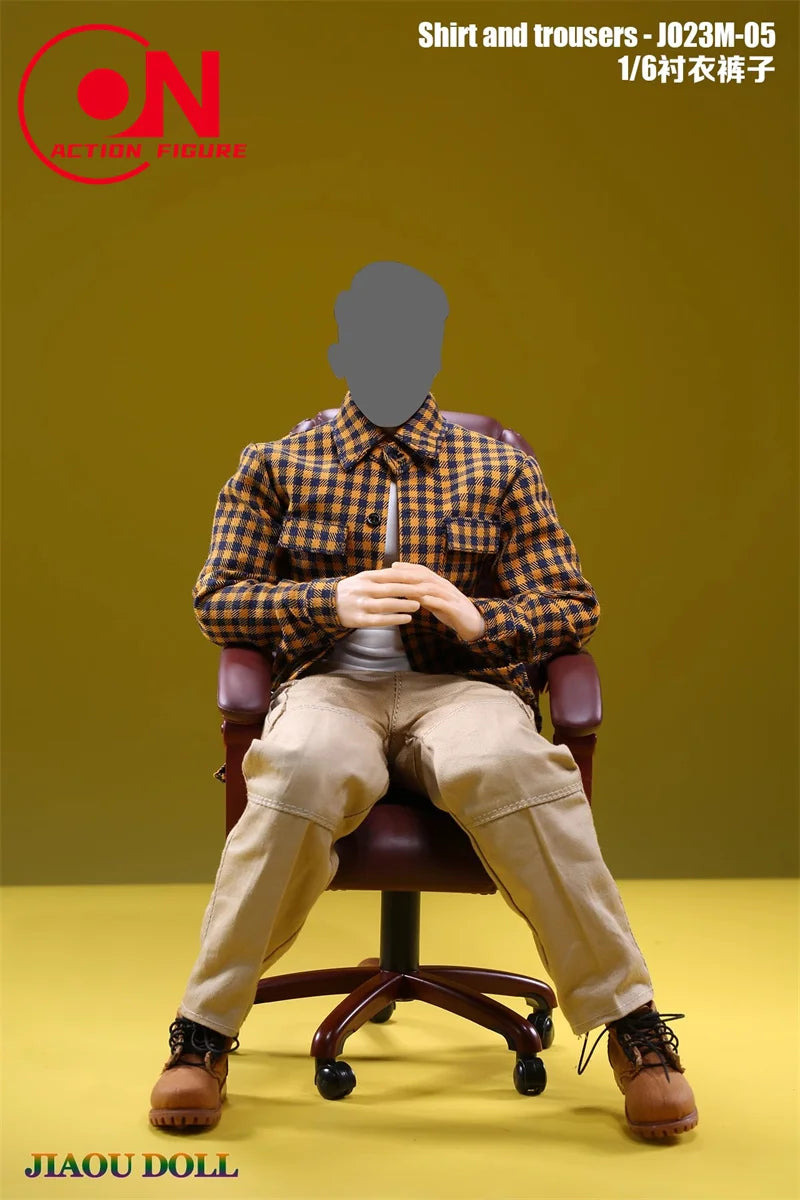 1/6 scale action figure plaid shirt and cargo pants outfit