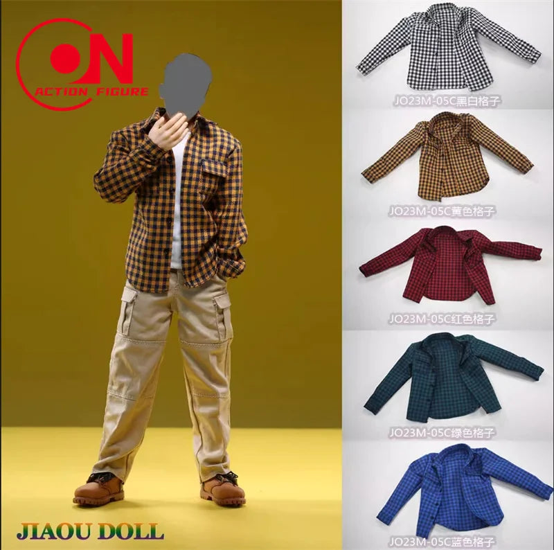 1/6 scale action figure plaid shirt and cargo pants outfit