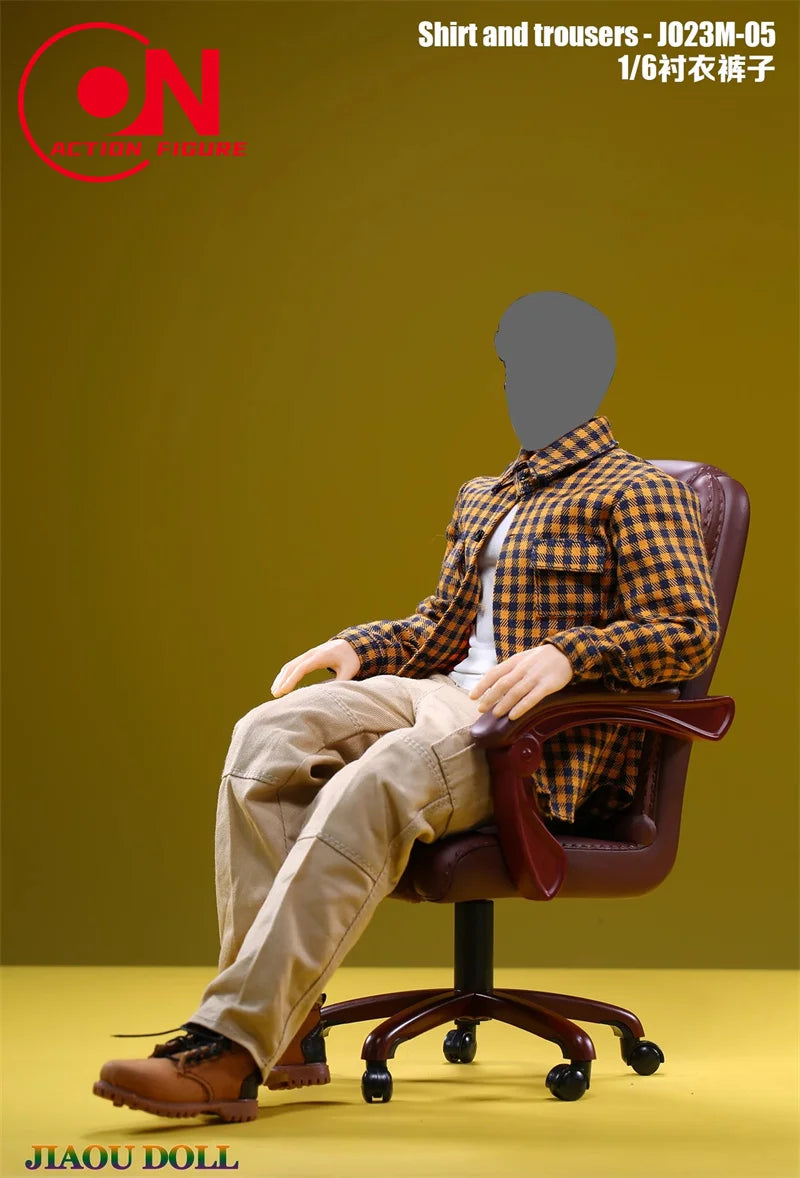 1/6 scale action figure plaid shirt and cargo pants outfit