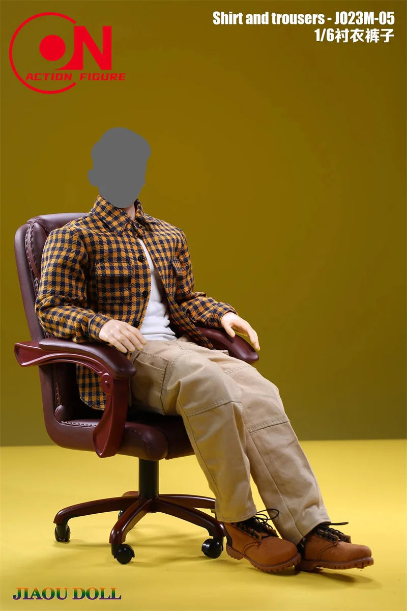 1/6 scale action figure plaid shirt and cargo pants outfit