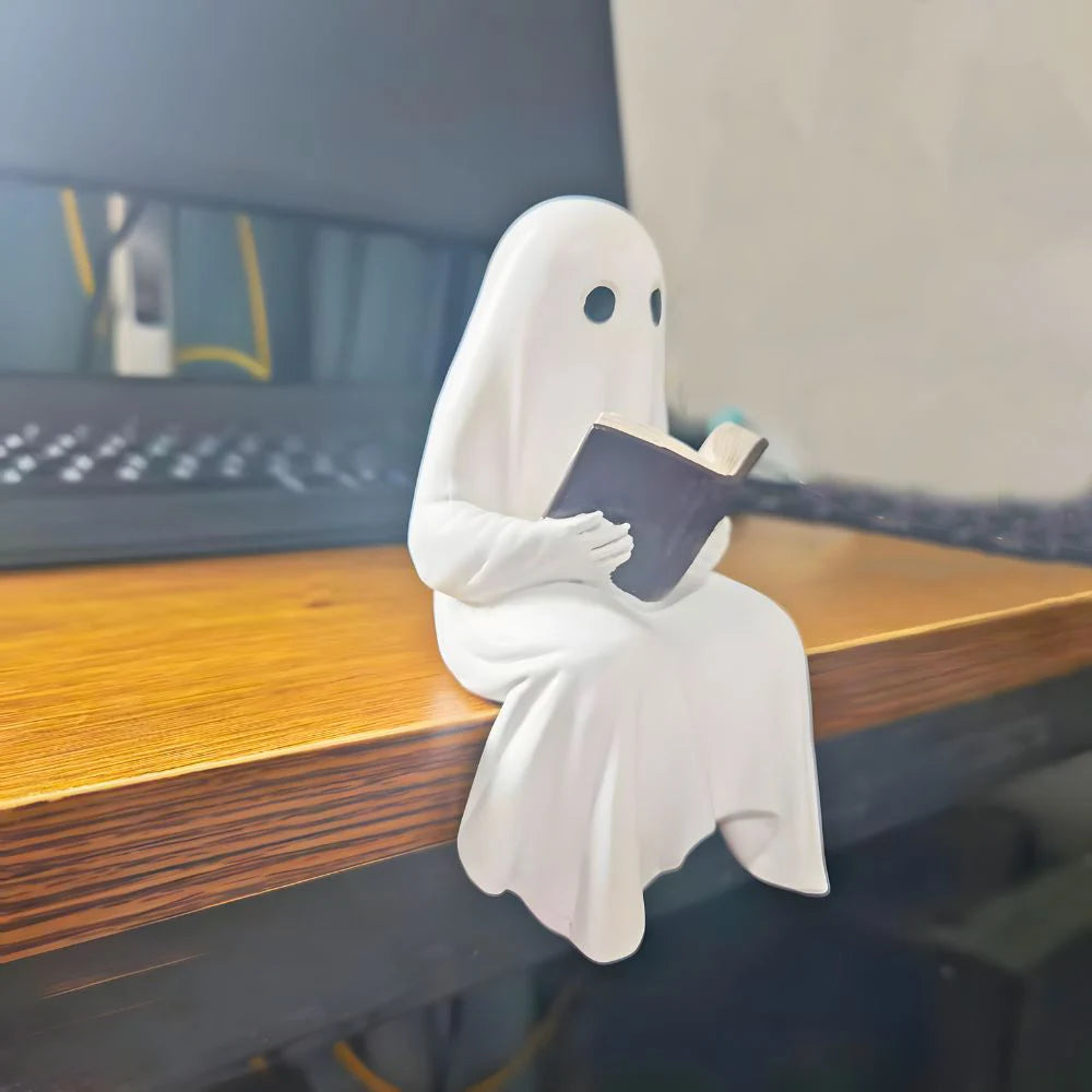 Little ghost reading statue resin decor