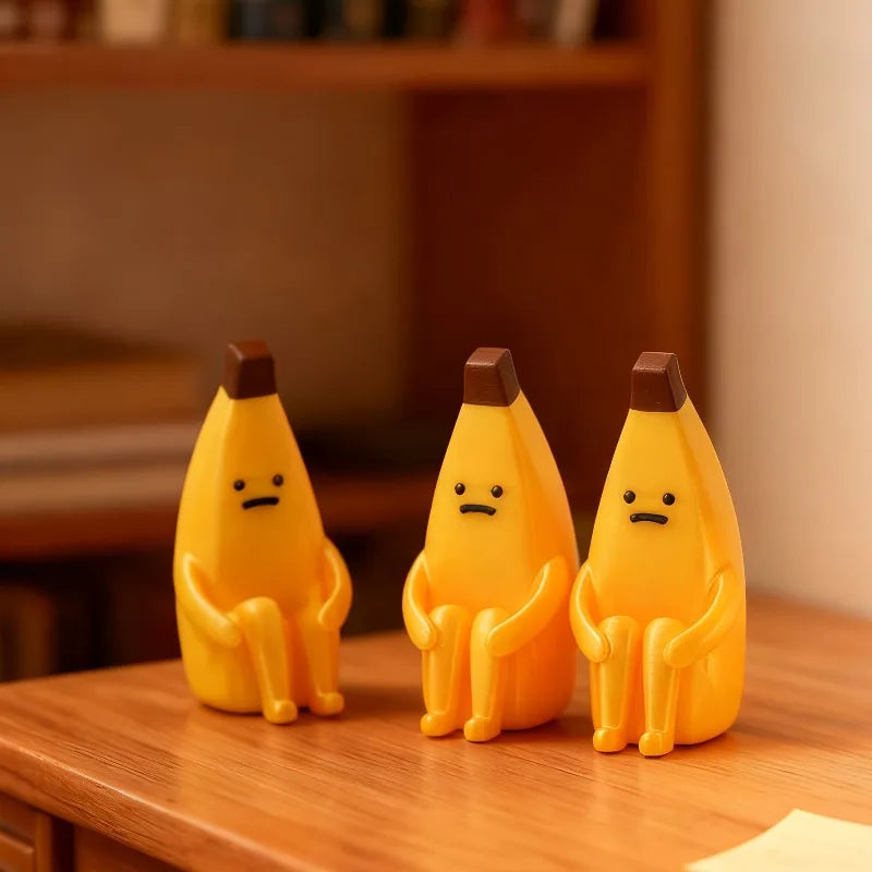 Anxious banana figurine funny desk decor