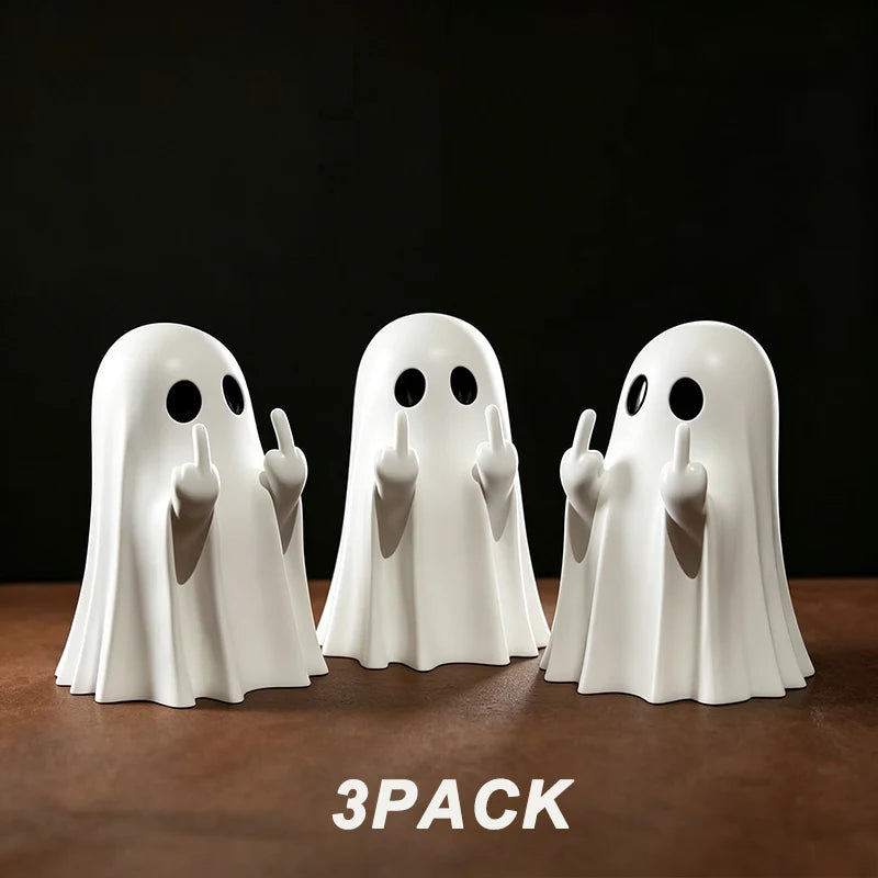 Ghost Figurine (Funny Gesture) – Spooky Shelf &amp; Mantel Decor