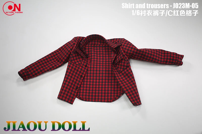 1/6 scale action figure plaid shirt and cargo pants outfit