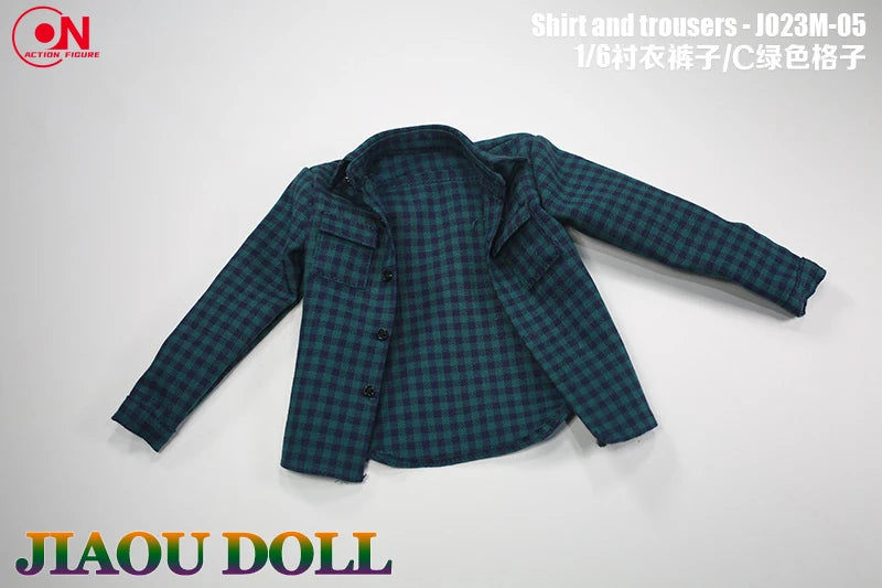 1/6 scale action figure plaid shirt and cargo pants outfit