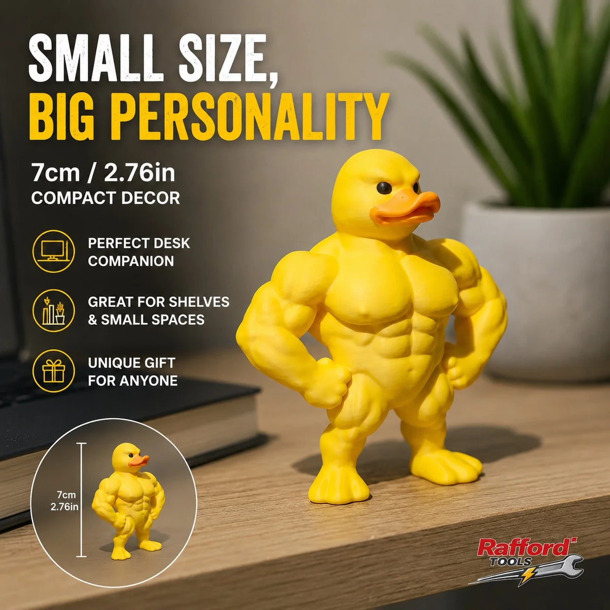 Muscle duck statue whimsical figurine