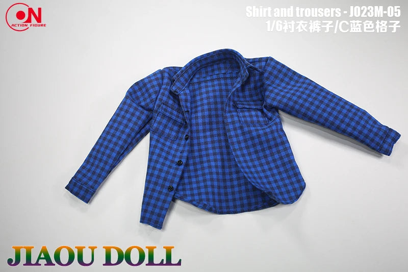 1/6 scale action figure plaid shirt and cargo pants outfit