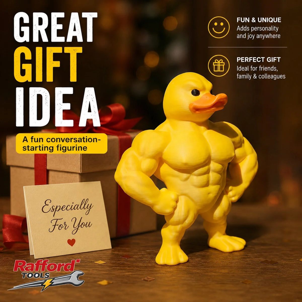Muscle duck statue whimsical figurine