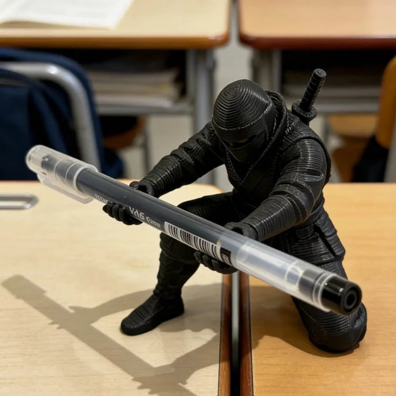 Ninja figurine pen holder desk organizer