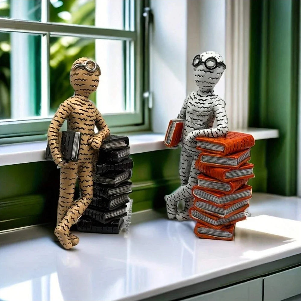 Minimalist abstract reader statue resin sculpture