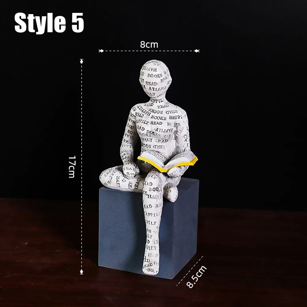 Mini reading woman figurine nordic modern sculpture