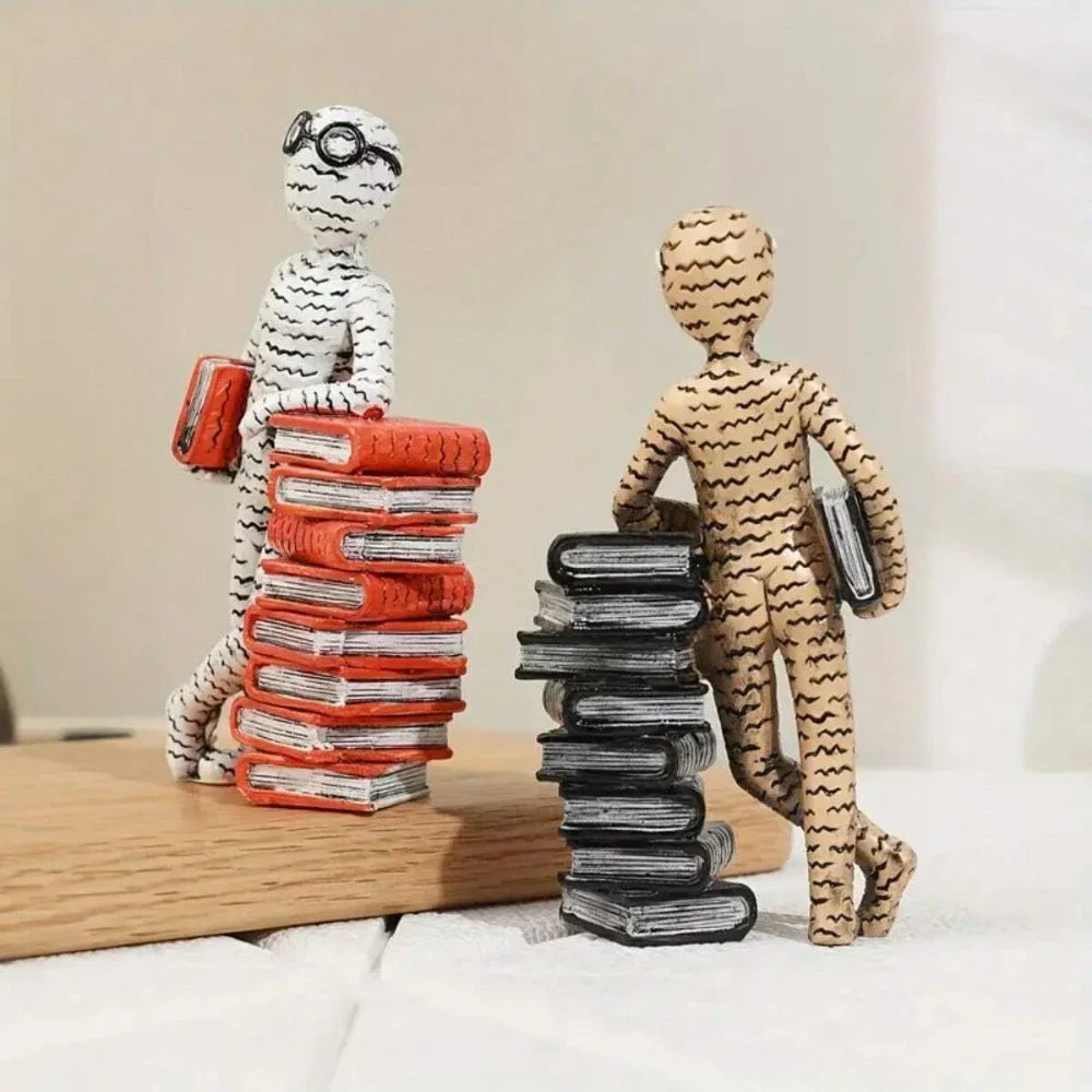 Minimalist abstract reader statue resin sculpture