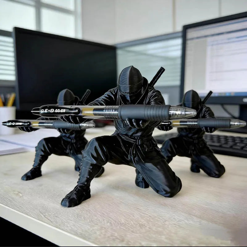 Ninja figurine pen holder desk organizer