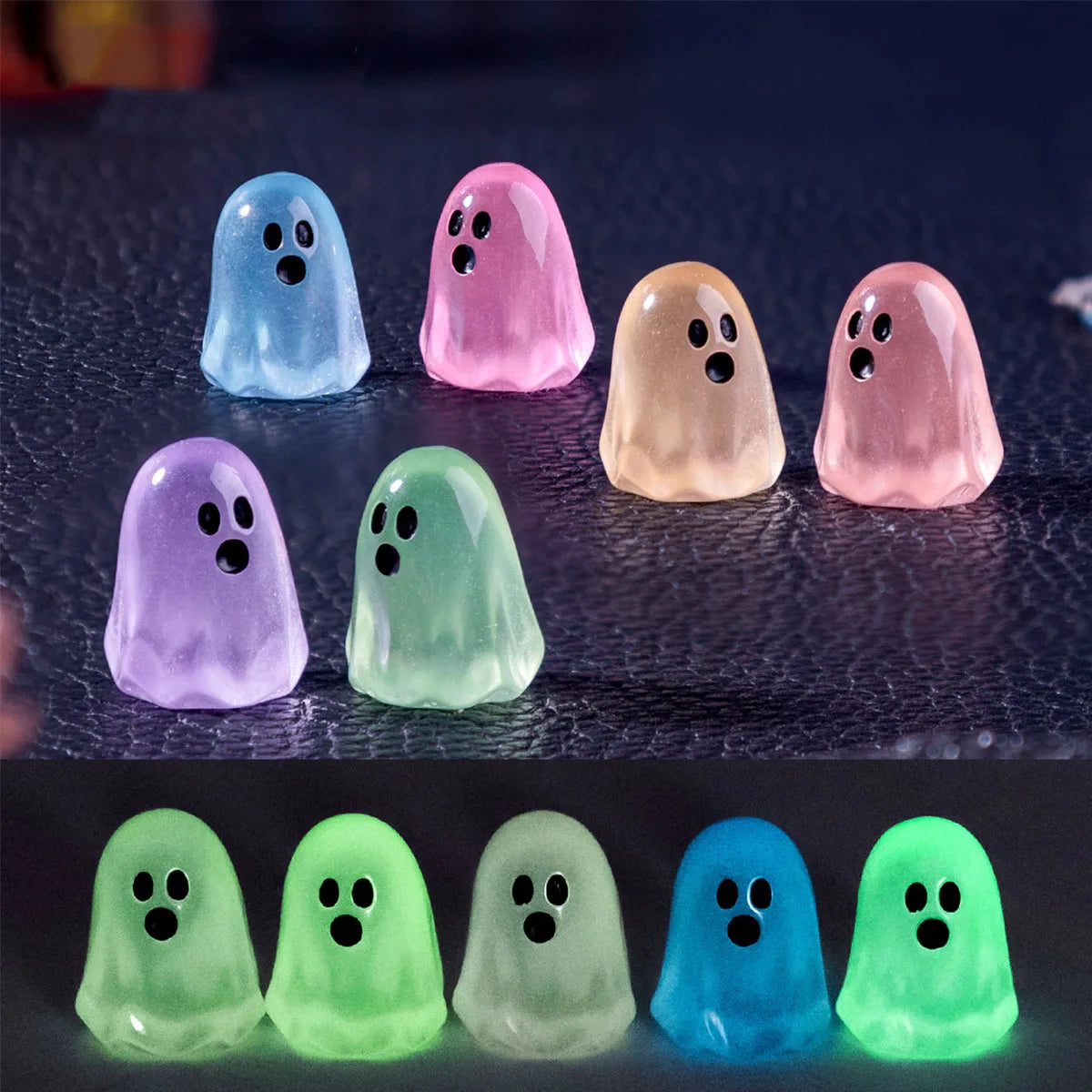 Luminous glow in the dark ghost figures set
