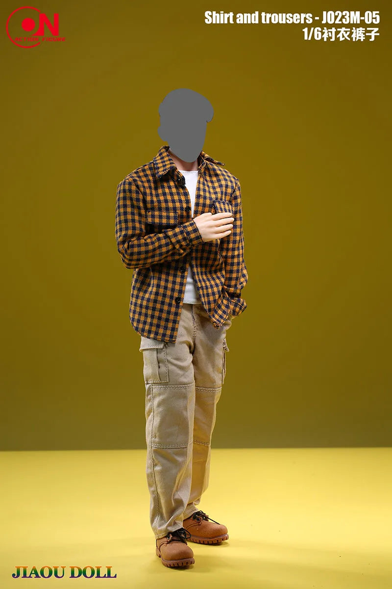 1/6 scale action figure plaid shirt and cargo pants outfit