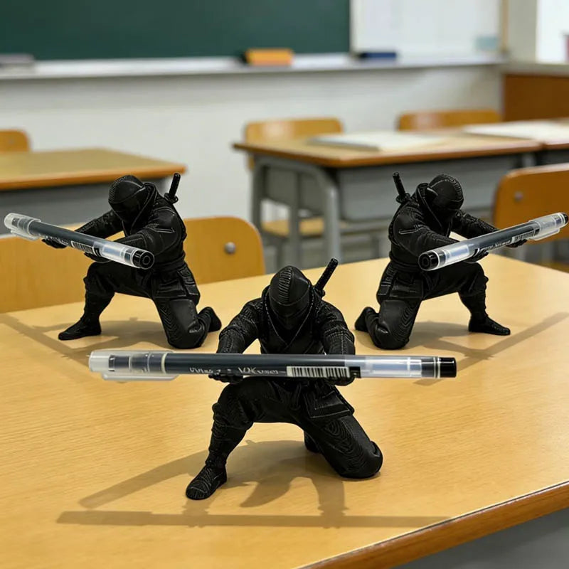 Ninja figurine pen holder desk organizer