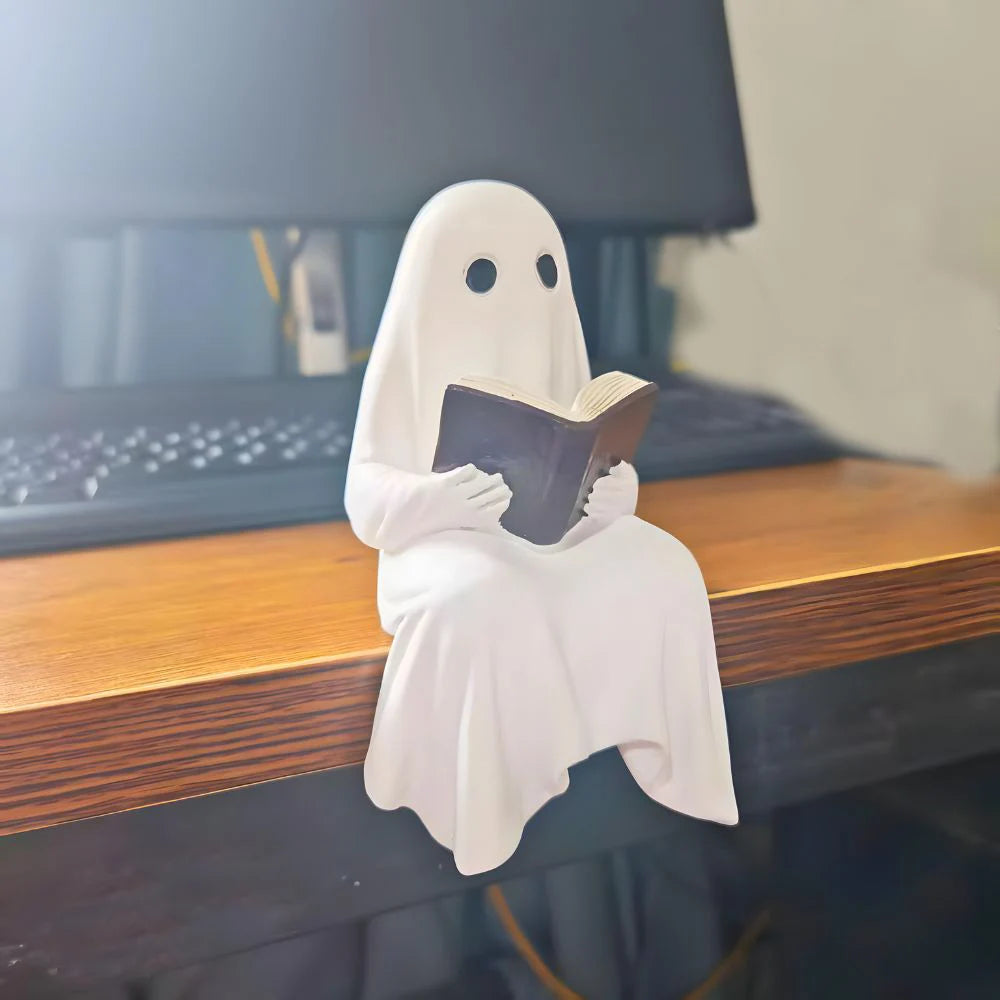 Little ghost reading statue resin decor