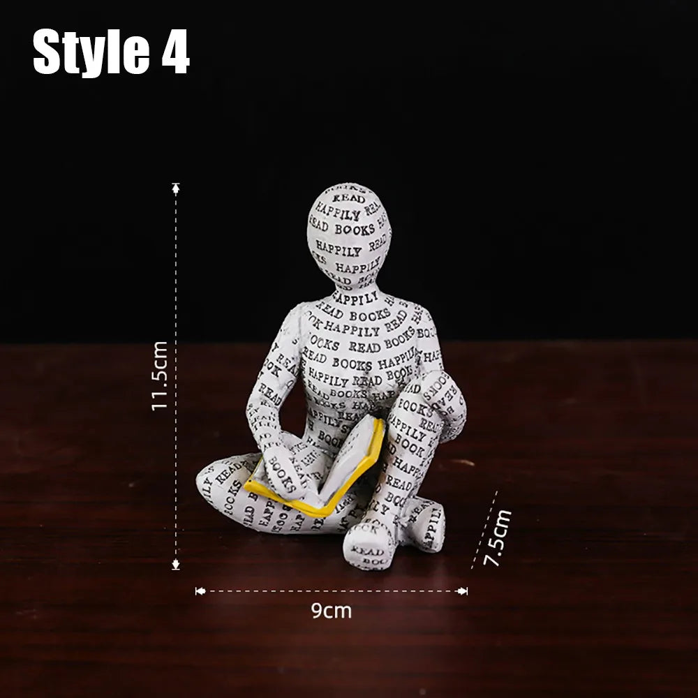 Mini reading woman figurine nordic modern sculpture