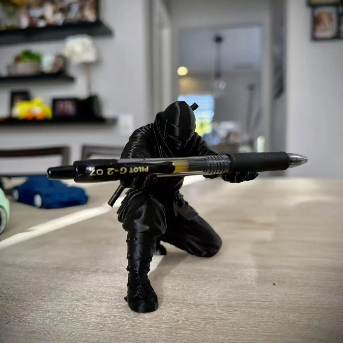 Ninja figurine pen holder desk organizer