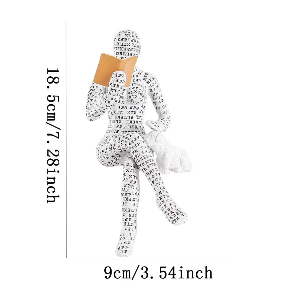 Mini reading woman figurine nordic modern sculpture