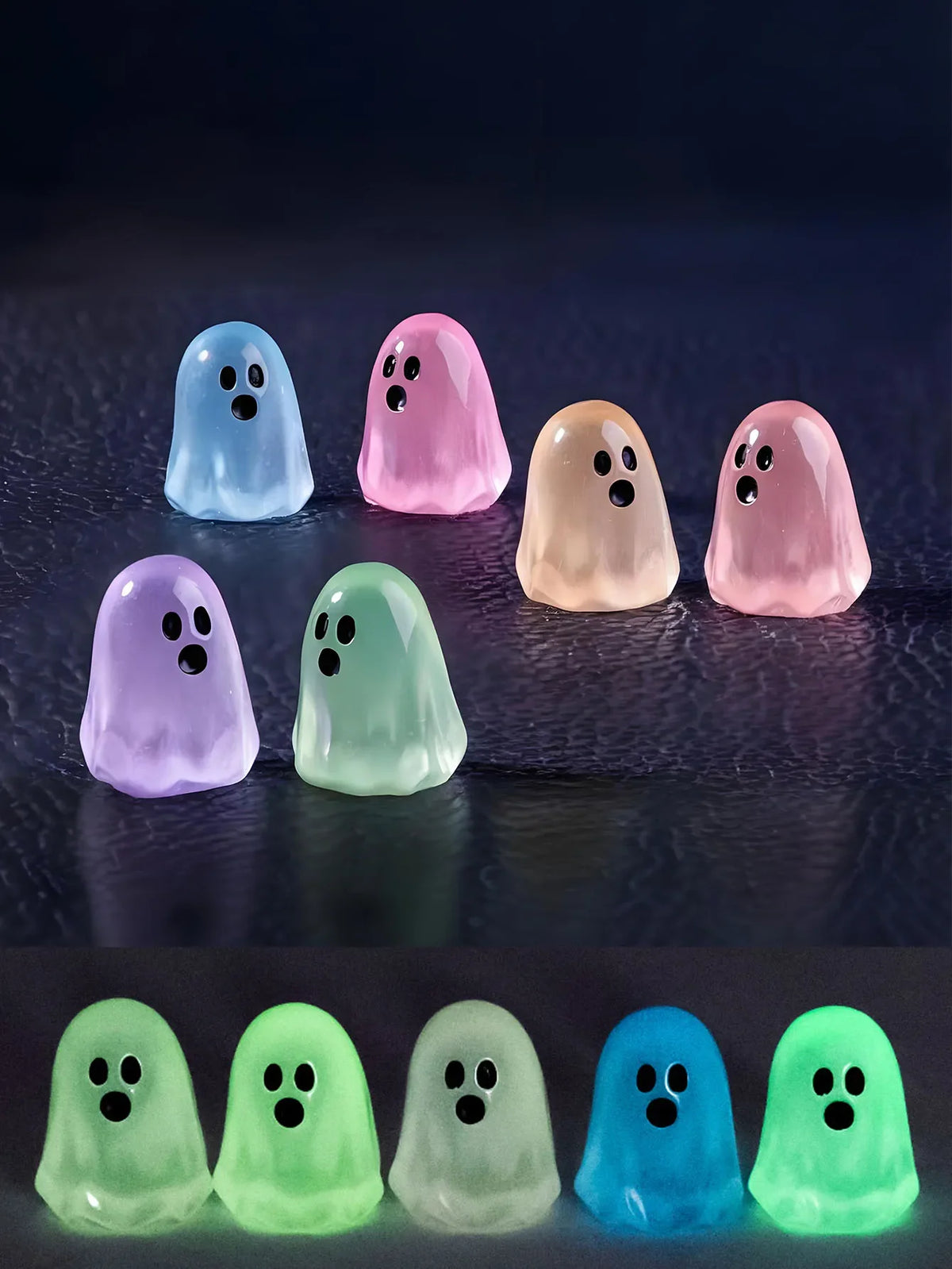 Luminous glow in the dark ghost figures set