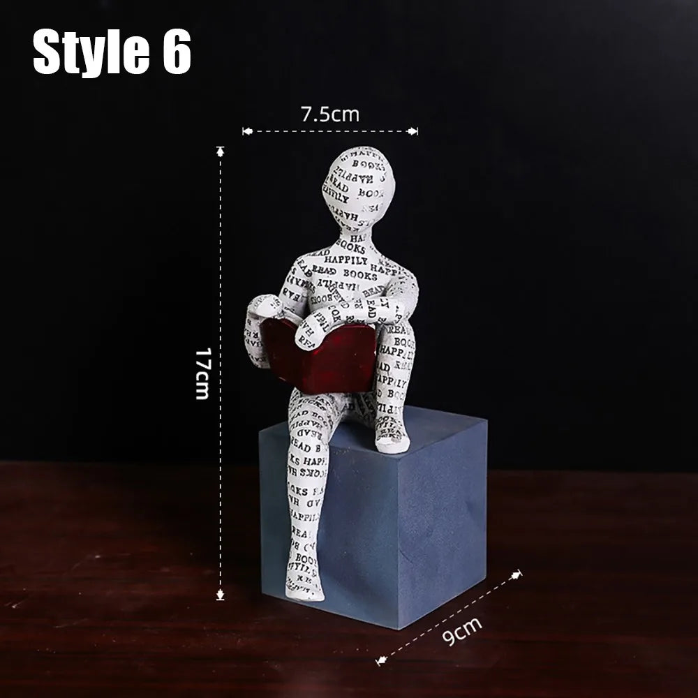 Mini reading woman figurine nordic modern sculpture