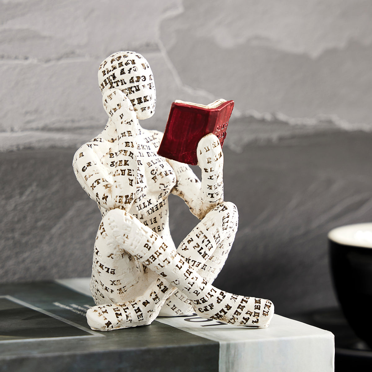 Reading woman resin statue desk sculpture