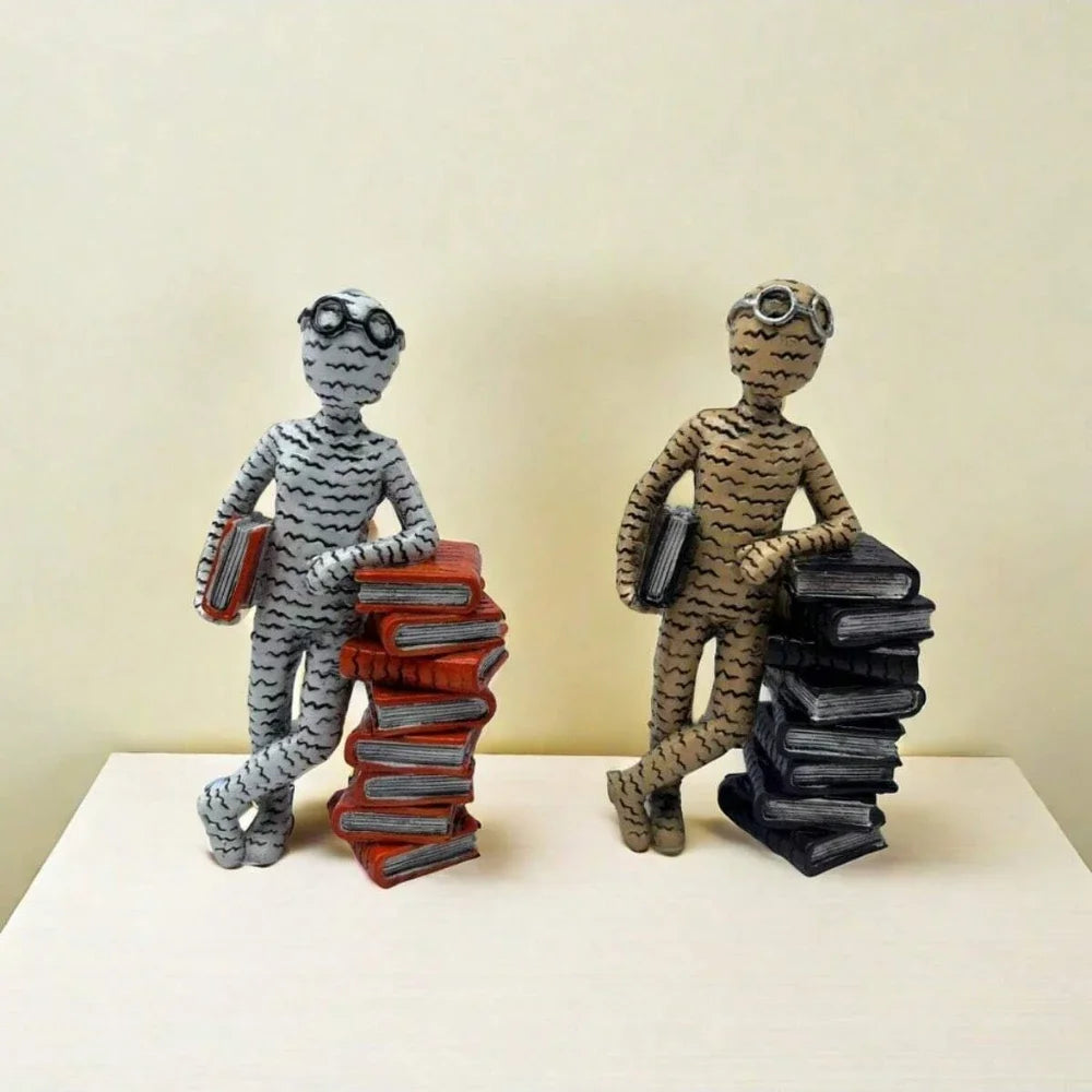 Minimalist abstract reader statue resin sculpture