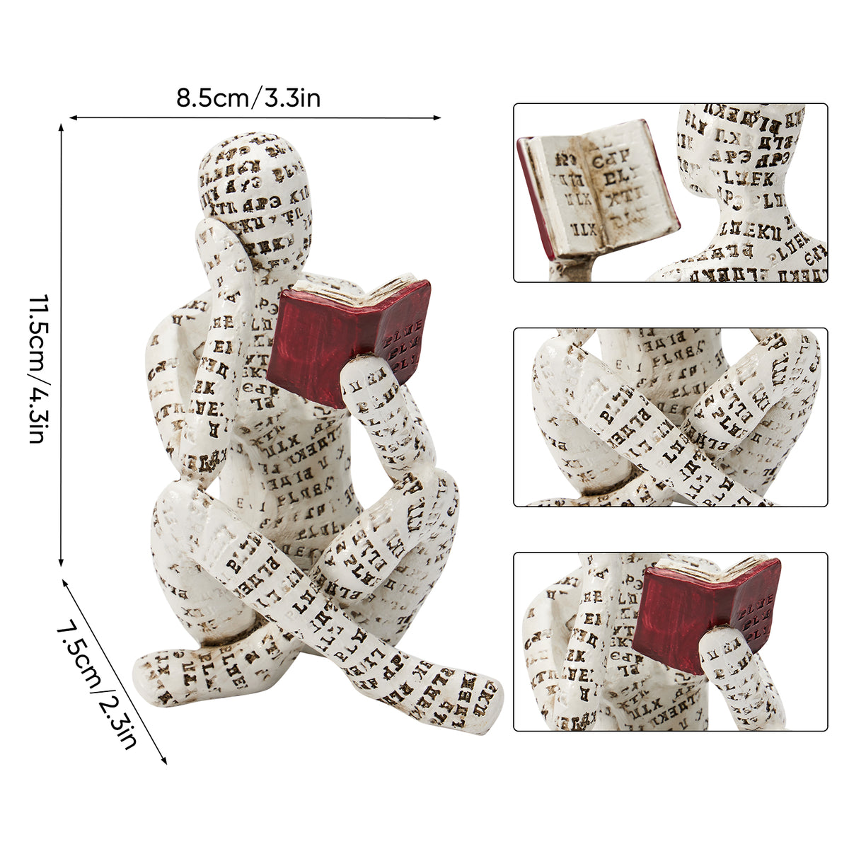 Reading woman resin statue desk sculpture