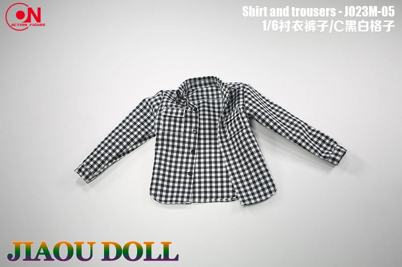 1/6 scale action figure plaid shirt and cargo pants outfit