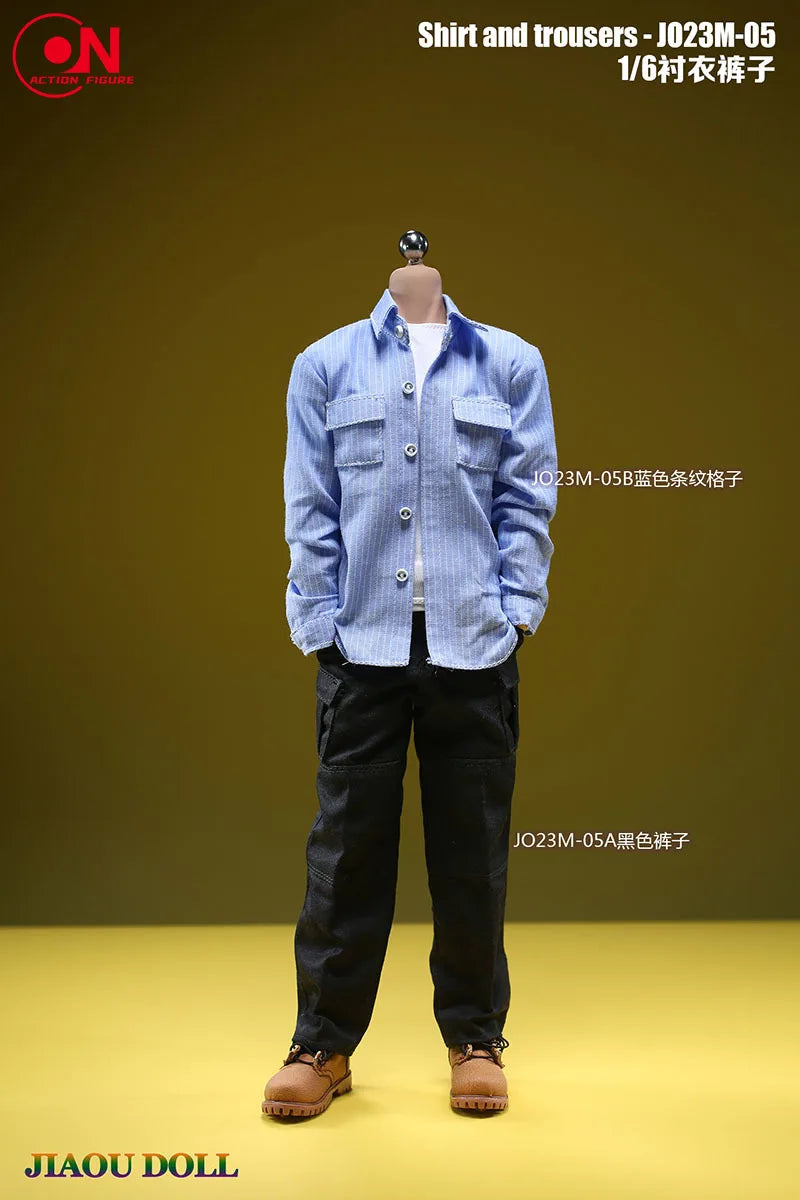 1/6 scale action figure plaid shirt and cargo pants outfit
