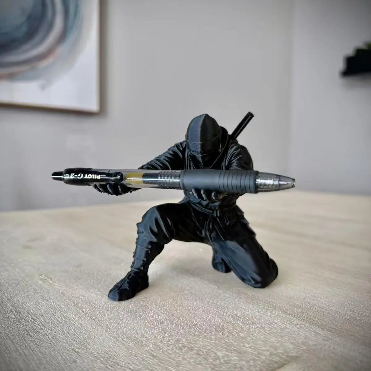 Ninja figurine pen holder desk organizer