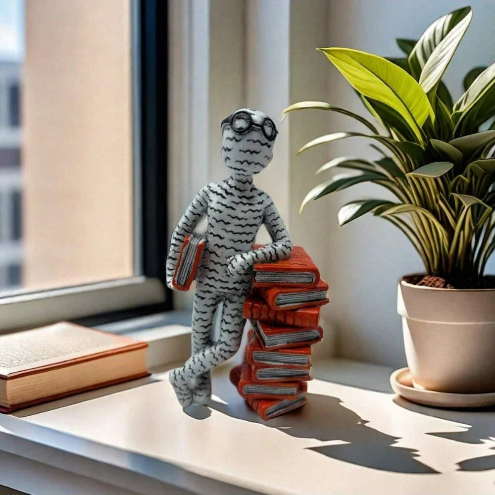 Minimalist abstract reader statue resin sculpture