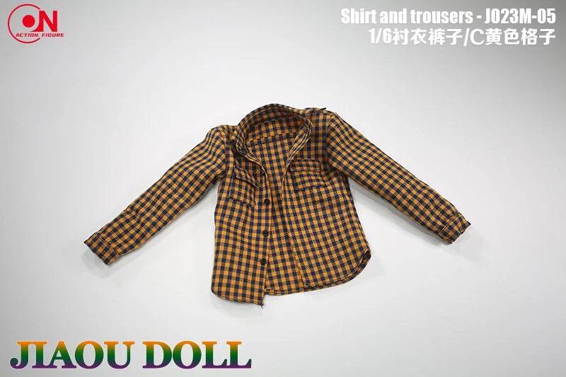 1/6 scale action figure plaid shirt and cargo pants outfit