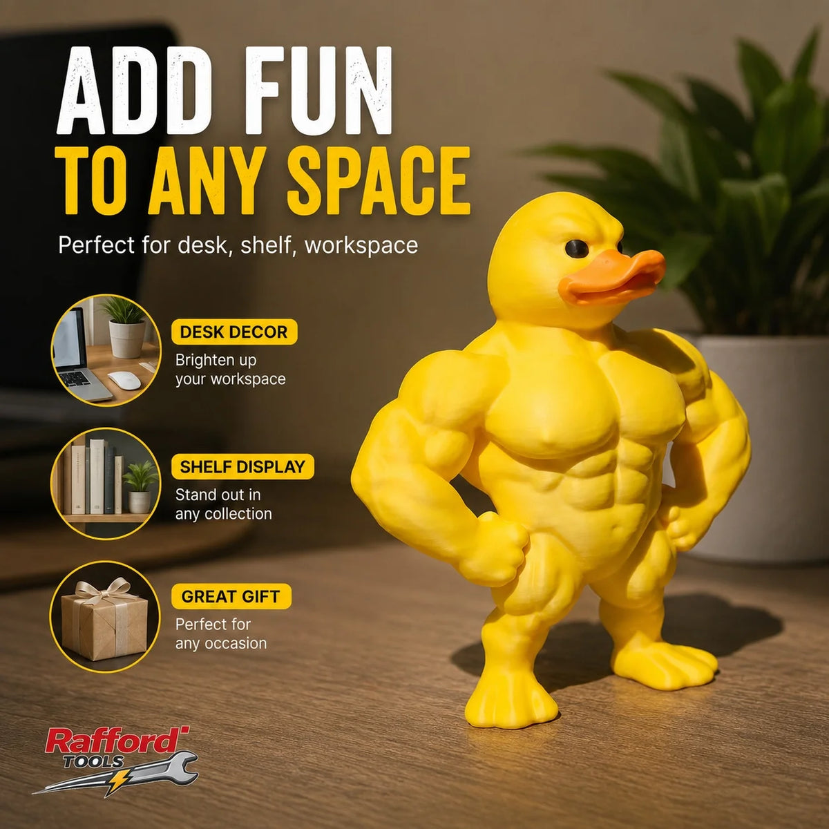 Muscle duck statue whimsical figurine