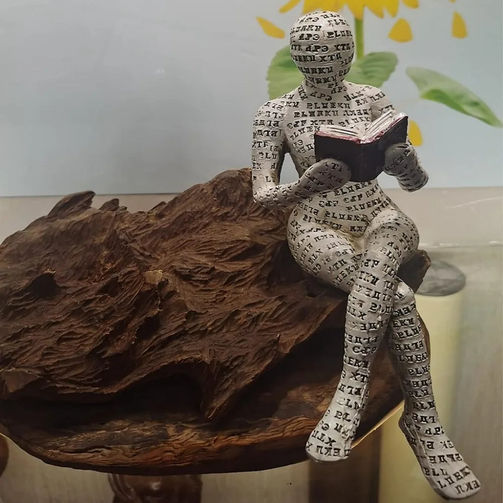 Mini reading woman figurine nordic modern sculpture