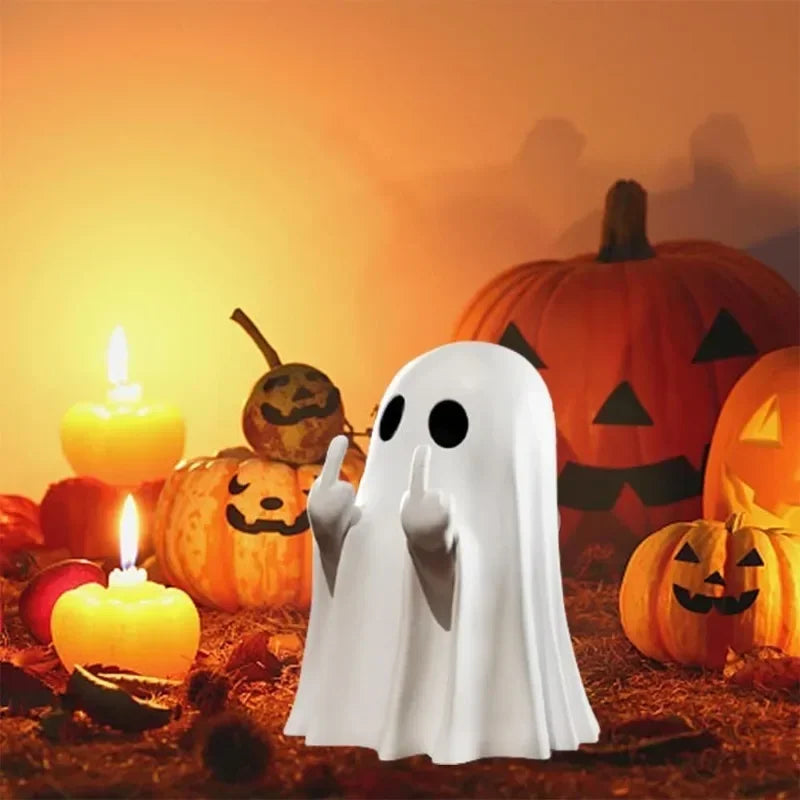 Ghost Figurine (Funny Gesture) – Spooky Shelf &amp; Mantel Decor