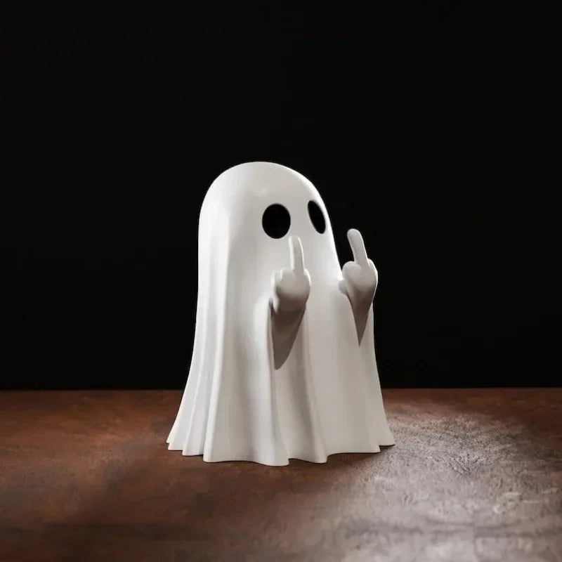 Ghost Figurine (Funny Gesture) – Spooky Shelf &amp; Mantel Decor
