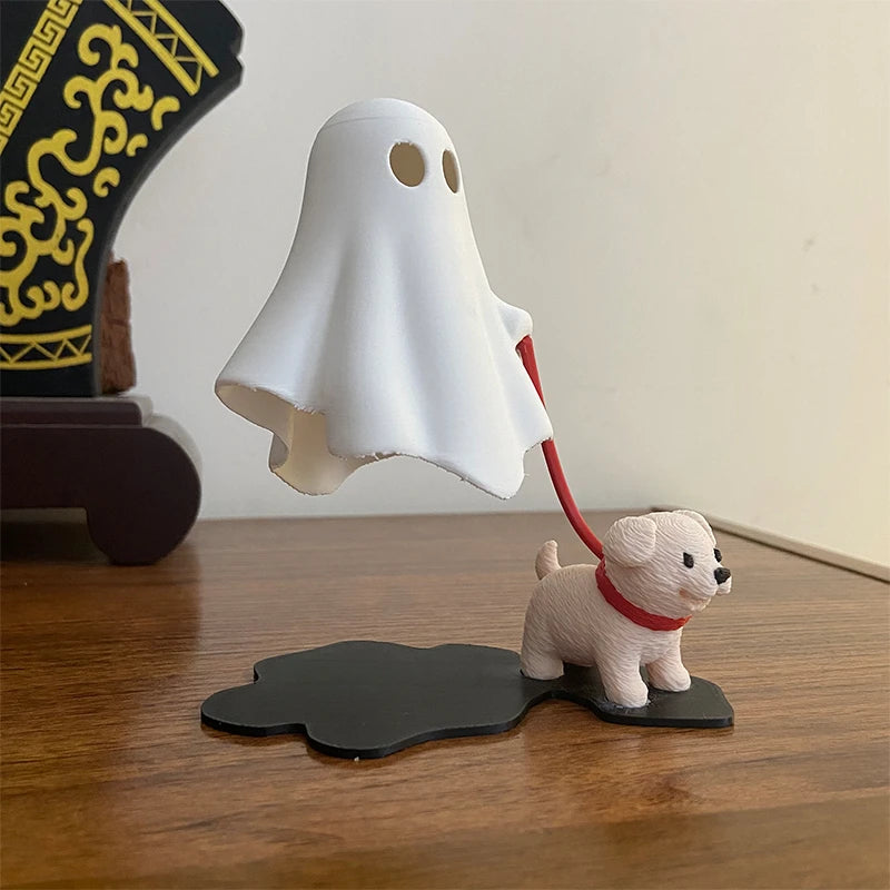 Ghost with dog figurine 3d printed statue