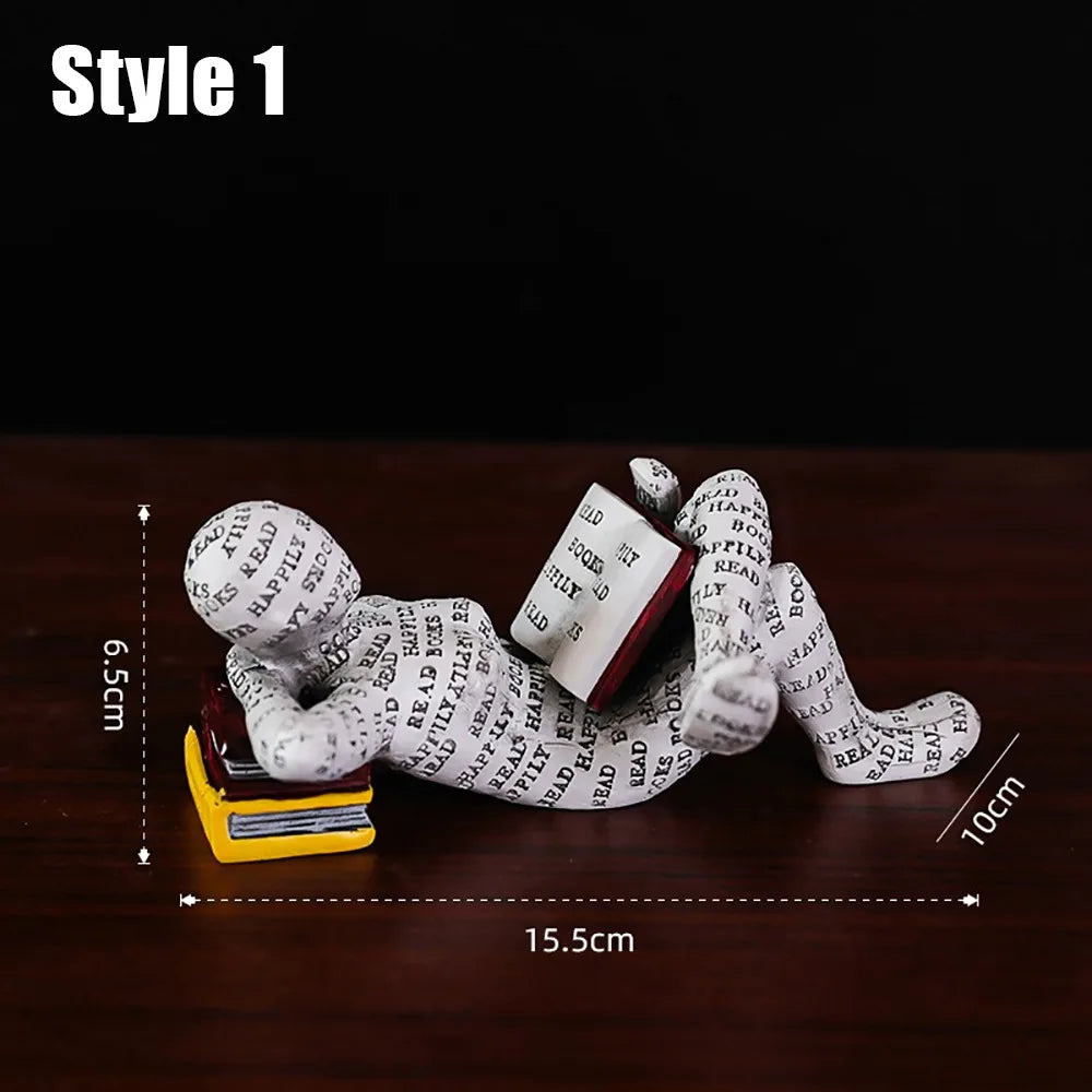 Mini reading woman figurine nordic modern sculpture