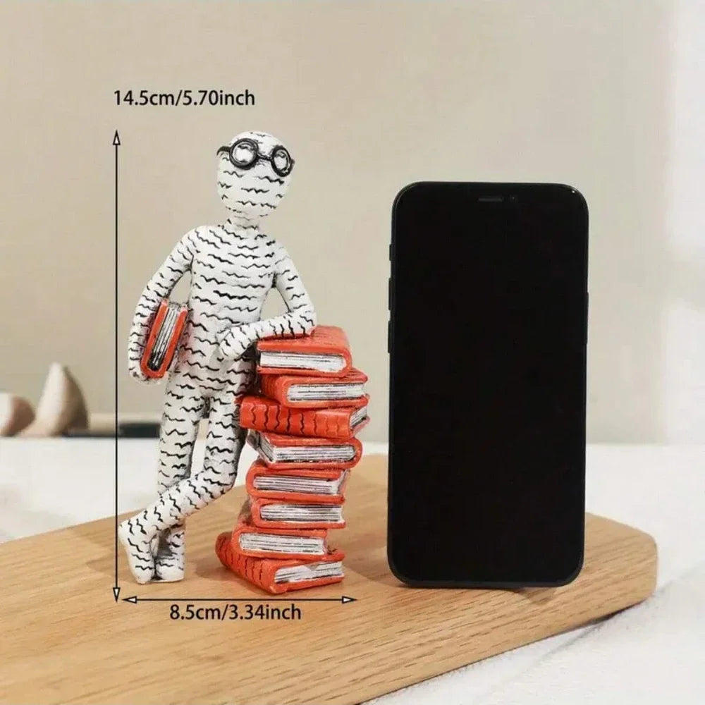 Minimalist abstract reader statue resin sculpture