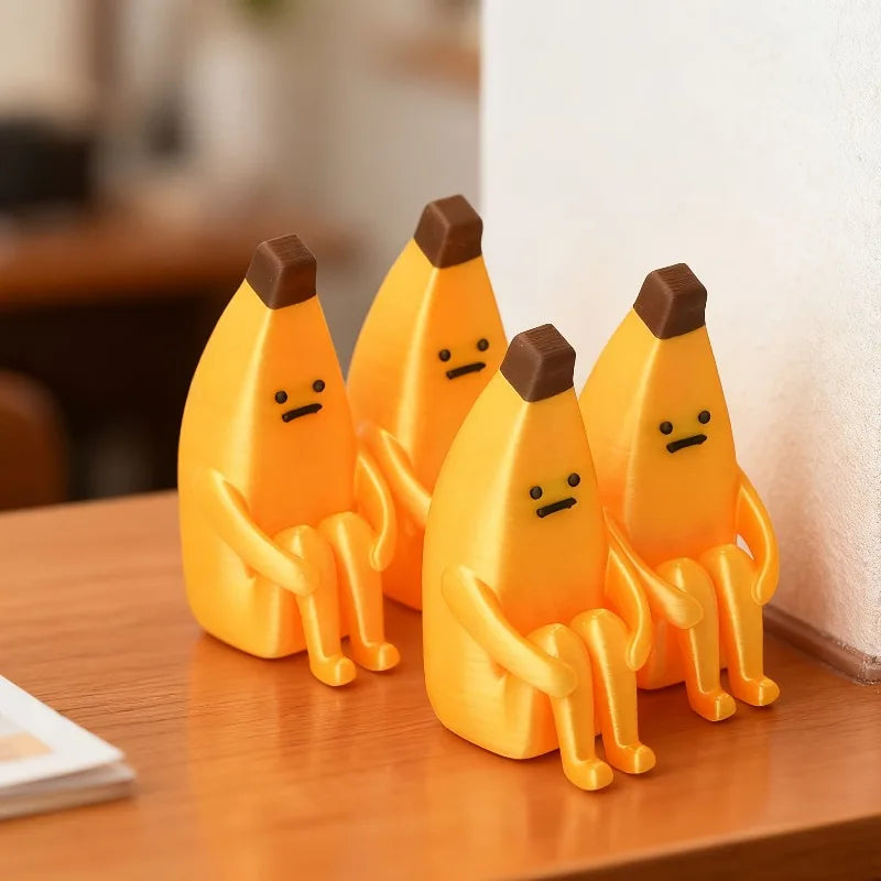 Anxious banana figurine funny desk decor