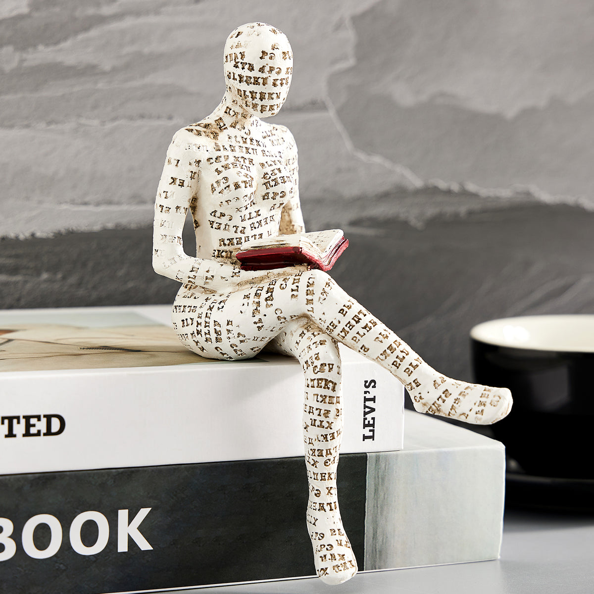 Reading woman resin statue desk sculpture